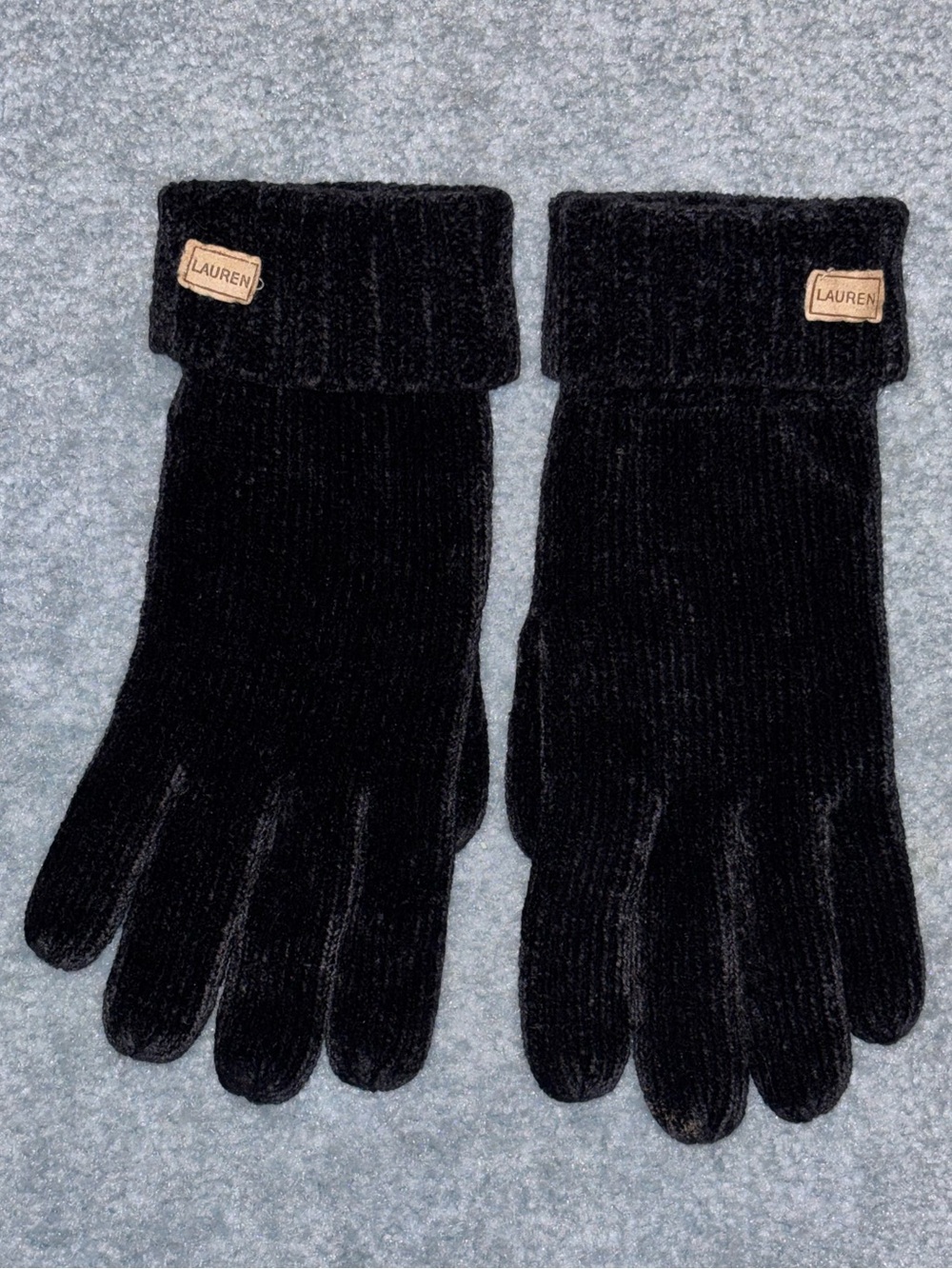 Lauren By Ralph Lauren Womens Rayon Acrylic Knit Gloves Black One Size
